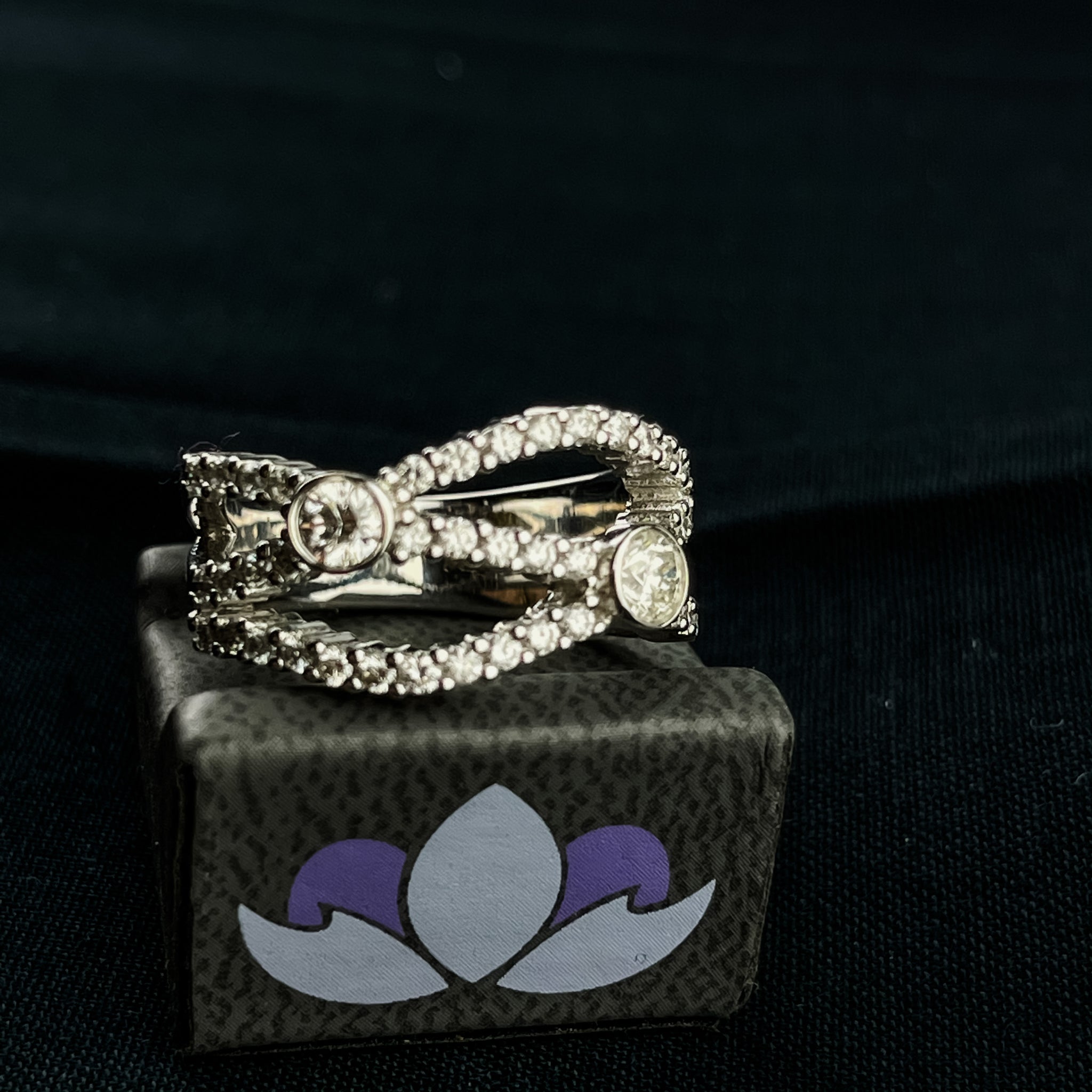 diamond ring with bead style design